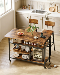 Chariot de cuisine SENYU avec plateau en bois et structure métallique, étagère de rangement roulante pour usage domestique - Product Image 1
