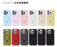 Casing ponsel warna polos untuk iPhone, Casing penutup iPhone dengan dudukan cincin, Casing ponsel silikon lembut