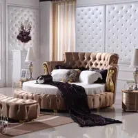 Cama redonda inteligente para dormitorio, plataforma tapizada de cuero, moderna, lo último en ventas