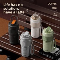 Thermos isotherme en acier inoxydable 304, portable, multi-usage, avec poignée et sangle de transport, cadeau idéal pour les anniversaires