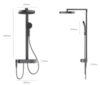 Colonne de douche thermostatique murale 4 fonctions en ABS avec pommeau pluie, douchette à main et jet bidet pour salle de bain - Vente en gros