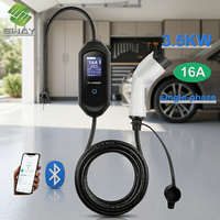 Chargeur portable pour véhicule électrique 3,5 kW 16 A, chargeur de voiture électrique de type 1, station de charge domestique avec écran LCD 2,8 pouces IP65
