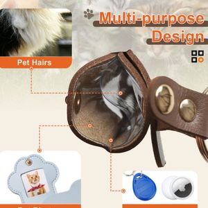 Multi-Function Cute PU Leather Keychain Accessory with <b>Pet</b> Hair Clip Photo Holder Bag Charm for Everyday Use - Product Image 6