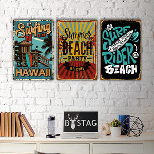 Graman Retro metal Tin Signs Vintage Signs Playa playa vacaciones lienzo impresión tablas de surf para decoración del hogar - Product Image 2
