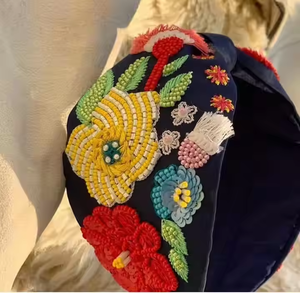 Elegant <b>Headbands</b> with Soft comfort and Hand-embroidered Fabric Accented with Beads at Wholesale Price <b>Headband</b> for Festivals - Product Image 2