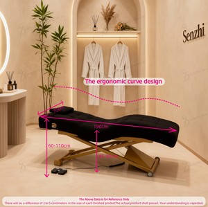 Lettino da Massaggio Elettrico di Lusso Moderno Dorato per Estetica con 1 Motore, Sedia da Tavolo per Trattamenti Viso e Spa Ciglia - Product Image 3