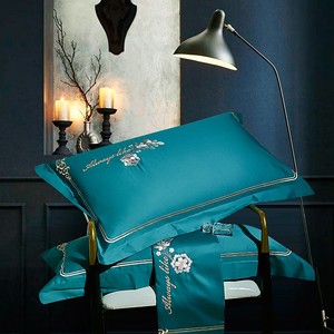Juego de Edredón de Algodón 100% OEM, Funda de Edredón con Bordado Verde, Juego de Ropa de Cama de Lujo con Sábana Plana, 400 Hilos, Estilo Chino, Queen/King - Product Image 3