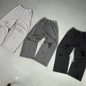 420G Heavyweight Snow Wash Vintage 2025 Cutout Decay Pantalones largos desgastados - Product Image 2