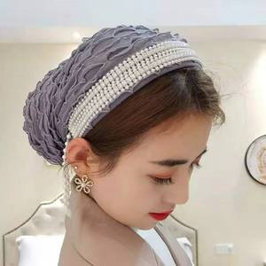 UV-Protective Breathable Eco-Friendly Nylon Lace Slotted Hollow <b>Headband</b> Women's Summer Outdoor Sun Hat - Product Image 1