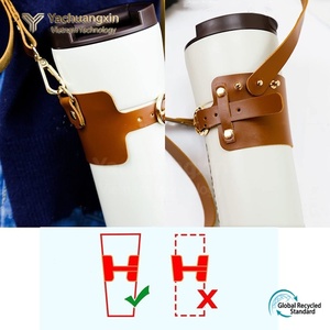 Funda de cuero ajustable para taza de café, leche o té, para llevar al aire libre, con doble cuerda, directo de fábrica. - Product Image 5