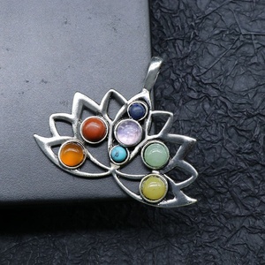 Cristallo curativo naturale equilibrio <span class=keywords><strong>energia</strong></span> 7 Chakra lega di loto meditazione Yoga collana ciondolo regali di festa accessori Fengshui - Product Image 4