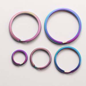 Llavero plano de acero inoxidable PVD pulido a espejo de 25 mm personalizado, llavero dividido duradero OEM a granel para llaves de coche - Product Image 3