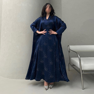 Vestido Elegante, Sencillo y Hermoso con Estrellas Brillantes, Cuello en V, Manga Larga, Falda Larga Suave - Product Image 5