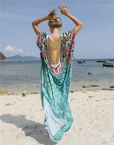 Plus Size Beach Cover up Kimono Floral Holiday Bikini Long Cardigan 2020 Sexy Bikini Sarong OEM Print Vintage Outing Boho Loose