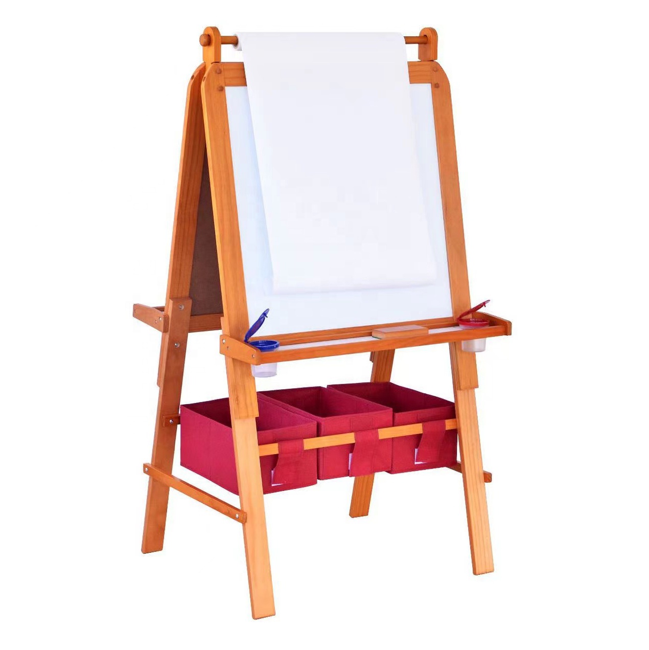 Оптовая продажа, деревянная доска, художественная мольберта для раннего образования «Все в 1», доска для рисования граффити с бумажным валиком