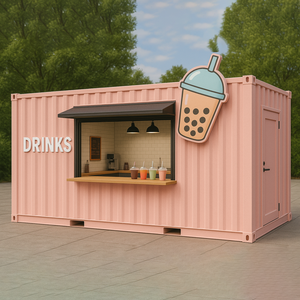 Contenedor de Doble Servicio para <span class=keywords><strong>Café</strong></span> y Pastelería, Estante de Exhibición para Cafetería, Construcción Contemporánea de Panel Sándwich de Acero para Supermercado - Product Image 1