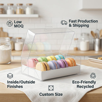 Boîte en plastique PET transparente pliable personnalisée pour macarons, biscuits, desserts, pâtisseries, emballage alimentaire, conteneur de présentation rigide transparent