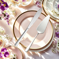 Ensemble de couteau à gâteau et spatule à pizza en acier inoxydable avec manche carré, couteau à pain pour fête d'anniversaire, mariage, restaurant