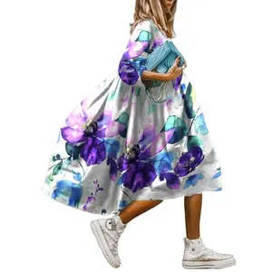 Designer Summer Girls Sweet Loose Clothing Fashion printed Half Sleeve women's Casual Dress