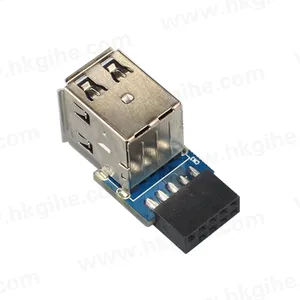 Sıcak satış 9pin anakart 2 port USB2.0 çift USB A 9 Pin dişi adaptör dönüştürücü PCB kartı kart genişletici dahili Compter