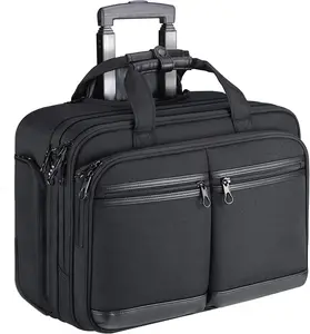 Prim haddeleme evrak ağır 600D PVC evrak çantası Laptop çantası tekerlekler üzerinde RFID haddeleme Pilot uçuş bagaj çantası
