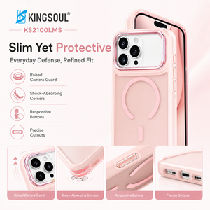 เคสโทรศัพท์แบบพับได้พร้อมขาตั้งโลหะ แม่เหล็กแรงสูง 2.0 มม. วัสดุ PC+TPU ผิวด้าน ปุ่มโลหะ และวงแหวนป้องกันกล้อง สำหรับ iPhone 17/16/15 และ Samsung - Product Image 3
