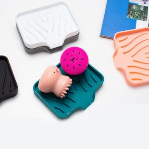 Jabonera de silicona con caño de drenaje, soporte dispensador de jabón para baño de <span class=keywords><strong>ducha</strong></span>, bandeja de esponja para fregadero de cocina - Product Image 3