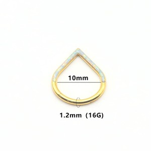 Anneau de nez en forme de goutte d'eau en acier inoxydable 316 avec incrustation d'opale et de zircone, anneau de cartilage d'oreille, bijou de septum nasal, accessoire de piercing - Product Image 3