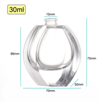 Flacon de parfum vide en verre cosmétique rond plat fantaisie de 30 ml du Pakistan, cristal, irrégulier