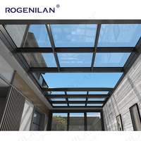 Rogenilan Fenêtre de toit coulissante électrique en aluminium de grande taille, fenêtres de toit plat isolées à double vitrage, lucarnes coulissantes