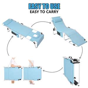 كرسي تسمير شديد التحمل مع وجه قابل للتعديل 5 وضع قابل للطي ، كرسي تسمير محمول - Product Image 6