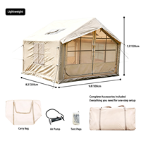 Tente familiale gonflable haut de gamme 7,5 m² en Oxford 420D, tente de glamping imperméable avec deux puits de lumière et larges portes doubles, OEM