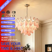 Lampe suspendue de luxe romantique pour salon, style crème français, réglable en hauteur, avec LED dorées, perles et cristaux, de la marque DUOMEIJU.