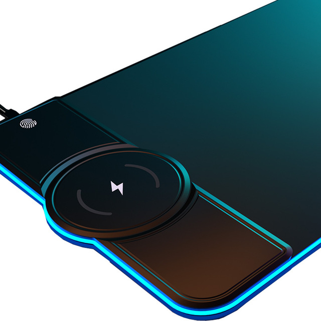 Touch Control RGB Wireless Charging 15W Supported extra Large 300*800*4 Mouse Pad RGB Light Gaming Mouse Pad Rubber Non slip