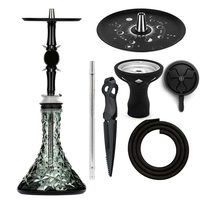 Aksesoris Merokok Shisha Modern Mangkuk Kaca Kristal Hookah dengan Pot Shisha Silikon Mangkuk Hookah Hitam