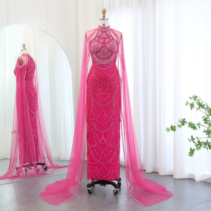 Jancember SZ209 Sexy Halter Paillettes Sirène Robes De Soirée Avec Châle - Product Image 1