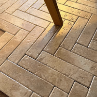 Série de carreaux rustiques en pierre calcaire, carreaux artistiques mats rétro antidérapants à dégradé, carreaux aspect pierre