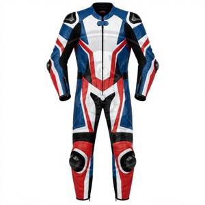 Traje de cuero perforado de una pieza de primera calidad para carreras de pista, equipo de motociclista con protectores rígidos para hombros y rodillas. - Product Image 6