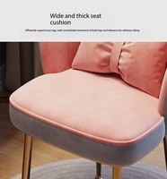 Chaise de coiffeuse en velours rose avec coussin à nœud, dossier festonné, pieds en métal doré, chaise d'appoint moderne pour chambre à coucher et dressing