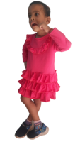 Robe d'été pour filles Hara Design 2024, en tissu denim écologique, à volants superposés, de qualité supérieure, longueur genoux, motif floral