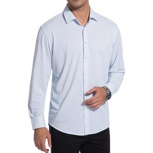 เสื้อเชิ้ตเดรสแขนยาวพิมพ์ลายสำหรับผู้ชาย ผ้าฝ้ายป๊อปลิน 100% ระบายอากาศได้ดี ทรงพอดีตัว - Product Image 1