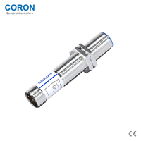 Capteur de proximité inductif CORON CLJ-A12M-2ANA-G, type de connecteur M12, blindé, portée de détection 2 mm, sortie NPN NO, LED rouge, détection de métaux