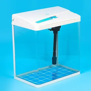 Acuario de peces personalizado, conjunto de Tanque de vidrio ultratransparente con cubierta, venta al por mayor