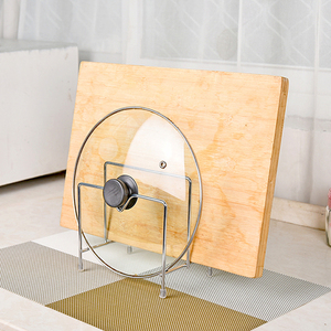 Stainless Steel Pot Lid Rack With Stand For Cutting Board And Kitchen Storage Round Shape Metal Lid Holder - Product Image 1