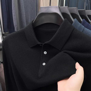 Maglia <span class=keywords><strong>Polo</strong></span> di Alta Qualità per Uomo, <span class=keywords><strong>Manica</strong></span> <span class=keywords><strong>Lunga</strong></span>, Colletto, Tinta Unita, Spessa e Calda - Product Image 4