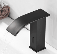 Robinet de salle de bain moderne en laiton noir, à détection de mouvement automatique, sans contact, infrarouge électronique, mains libres, avec cartouche céramique, simple