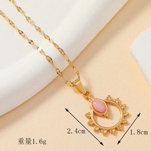 Thép Không Gỉ Quyến rũ Hình Bầu Dục Trái Tim Vàng Màu <span class=keywords><strong>Fan</strong></span> Shape Kim Loại Đá Quý Mặt Dây Chuyền Tự Làm Vòng Cổ Vòng Tay Phụ Nữ Đồ Trang Sức Quà Tặng - Product Image 4