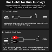 Monitor Portátil IPS de 14 Pulgadas Tipo-C, 1 Cable para 2 Pantallas, Extensor de Pantalla para Laptop, Monitores LCD con Patente para Windows y MacOS