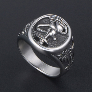Men's Anchor <b>Ring</b> <b>Titanium</b> Steel Geometric Design Gift Jewelry SA990 - Product Image 3