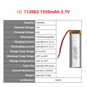 3.7V 1550mAh 112062 Oplaadbare Lithium Batterij voor Mini Ventilator Draagbare Persoonlijke Koelapparaten Li-ion Batterijpakket - Product Image 5